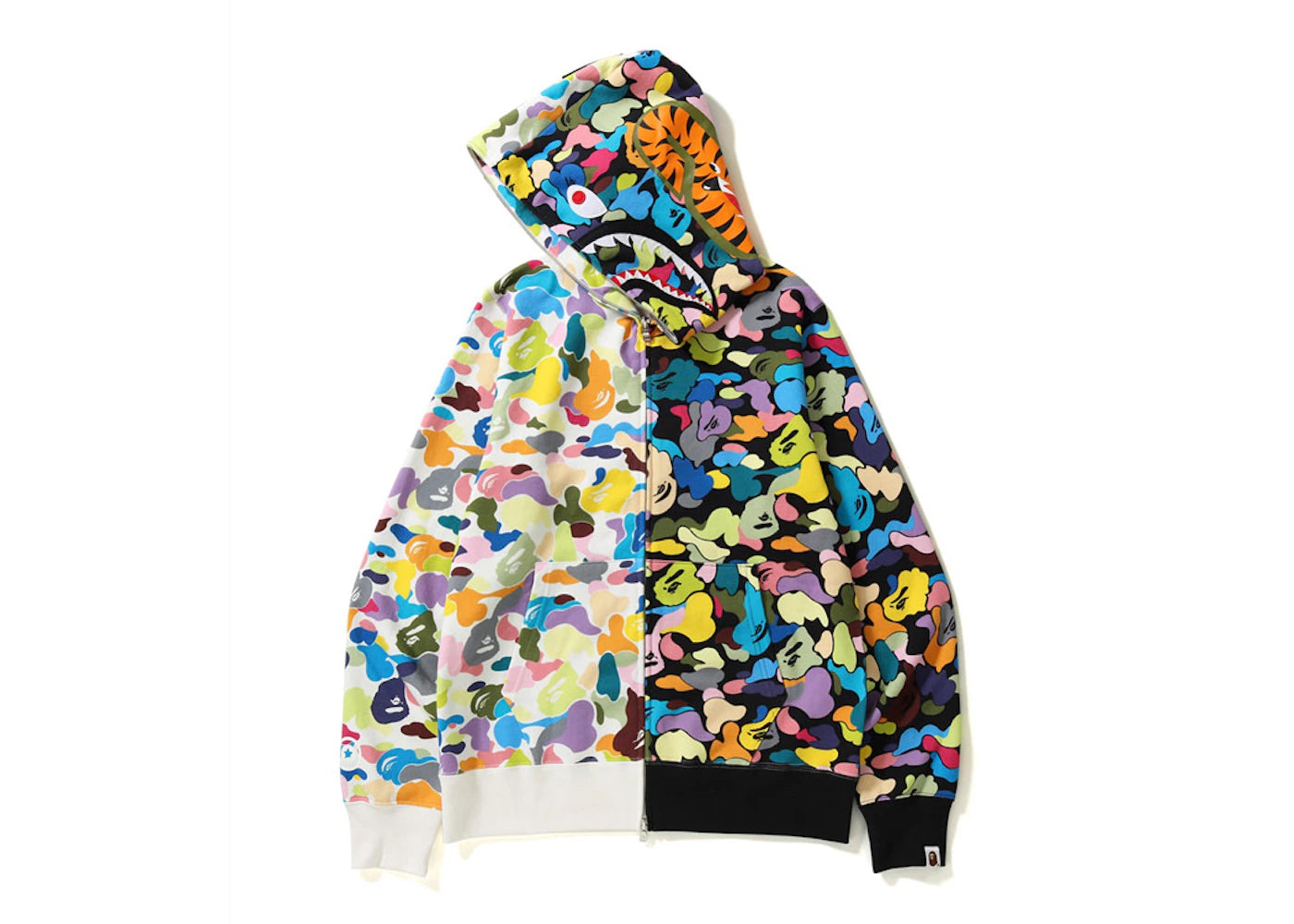 BAPE Multi Camo Half Shark Full Zip Hoodie Multi