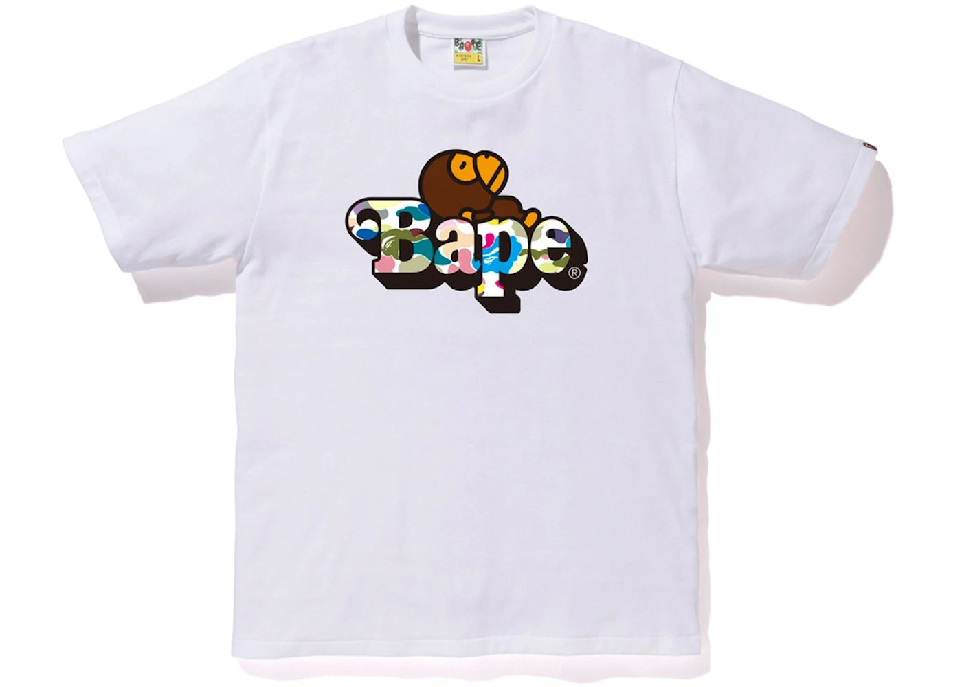 BAPE Multi Camo Milo On Bape Tee White