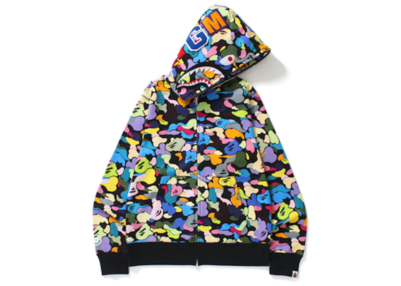 BAPE Multi Camo Shark Full Zip Hoodie Black