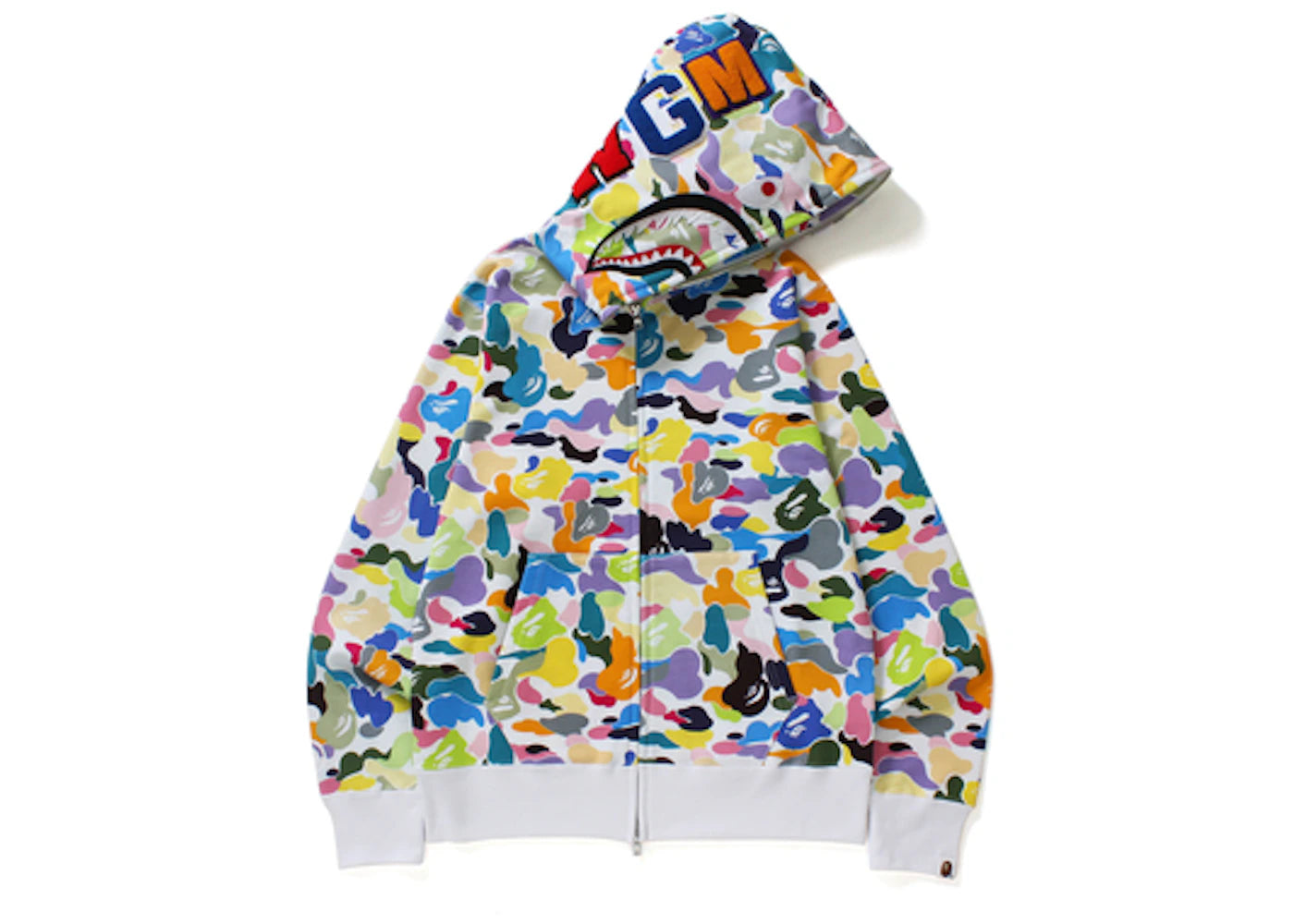 BAPE Multi Camo Shark Full Zip Hoodie White