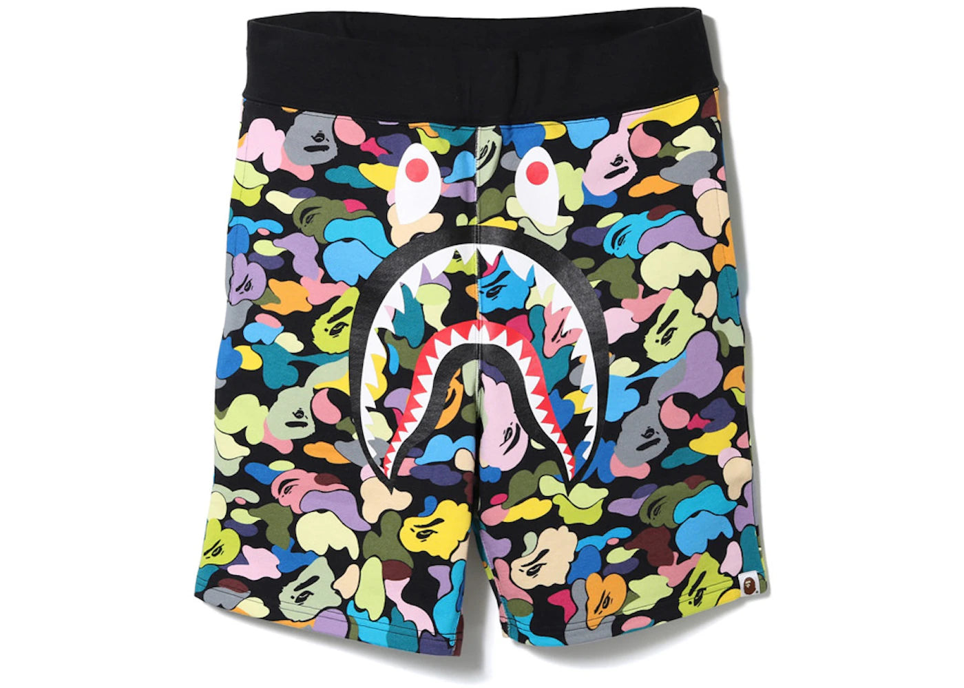 BAPE Multi Camo Shark Sweat Shorts Black