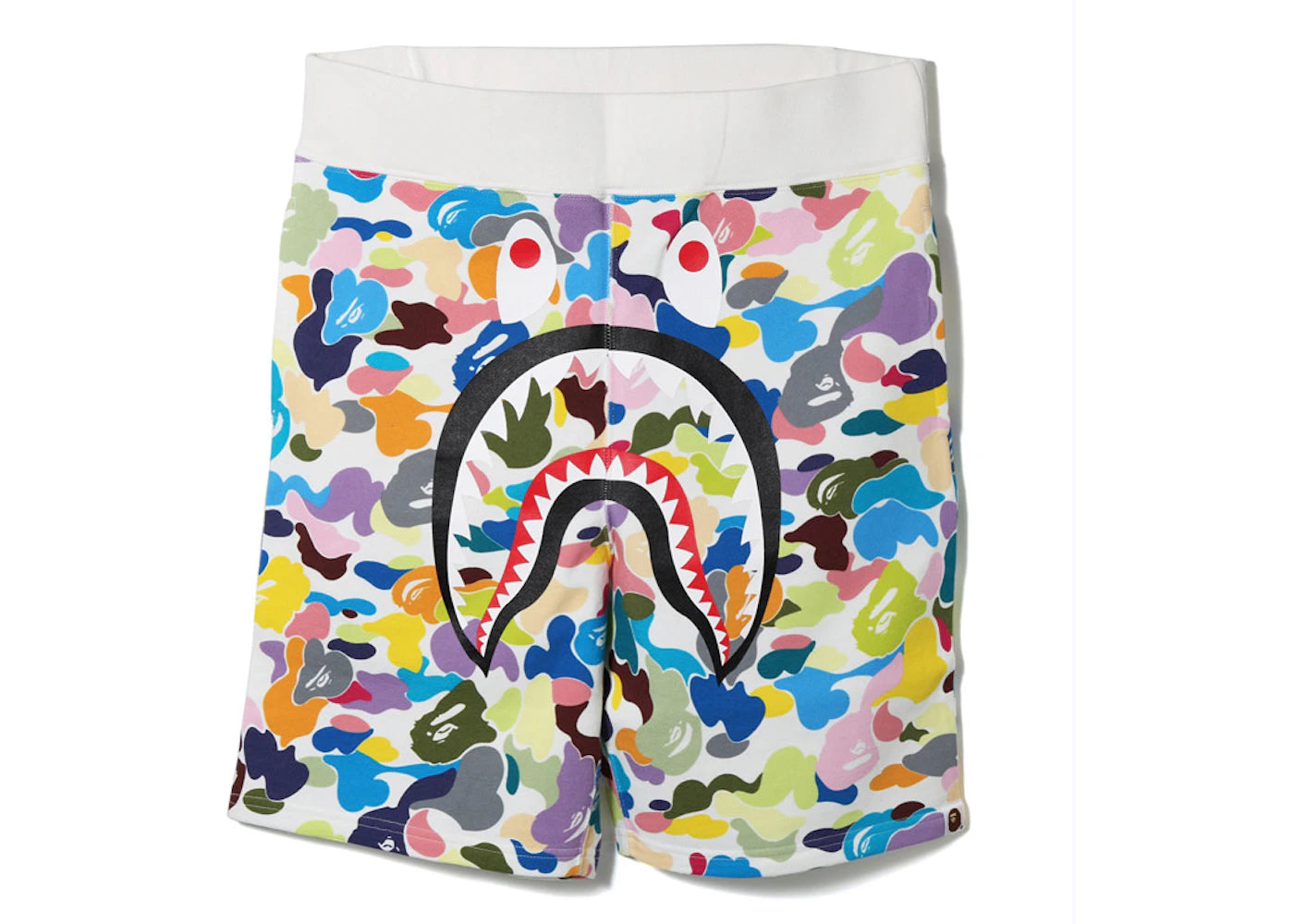 BAPE Multi Camo Shark Sweat Shorts White