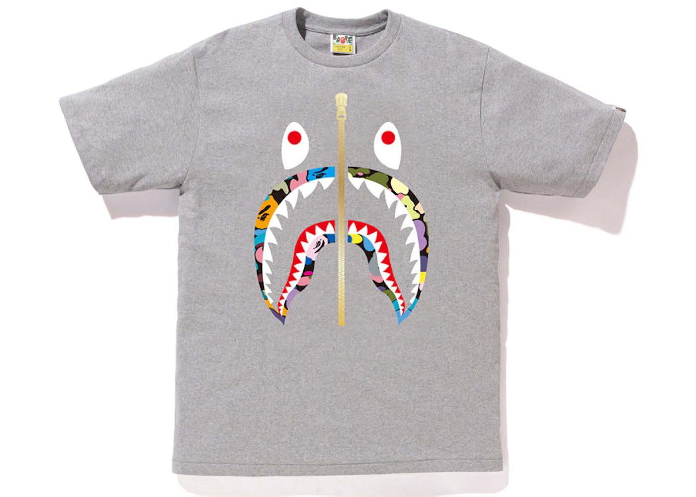 BAPE Multi Camo Shark Tee Gray