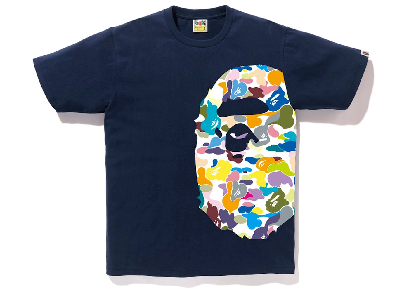 BAPE Multi Camo Side Big Ape Head Tee Navy