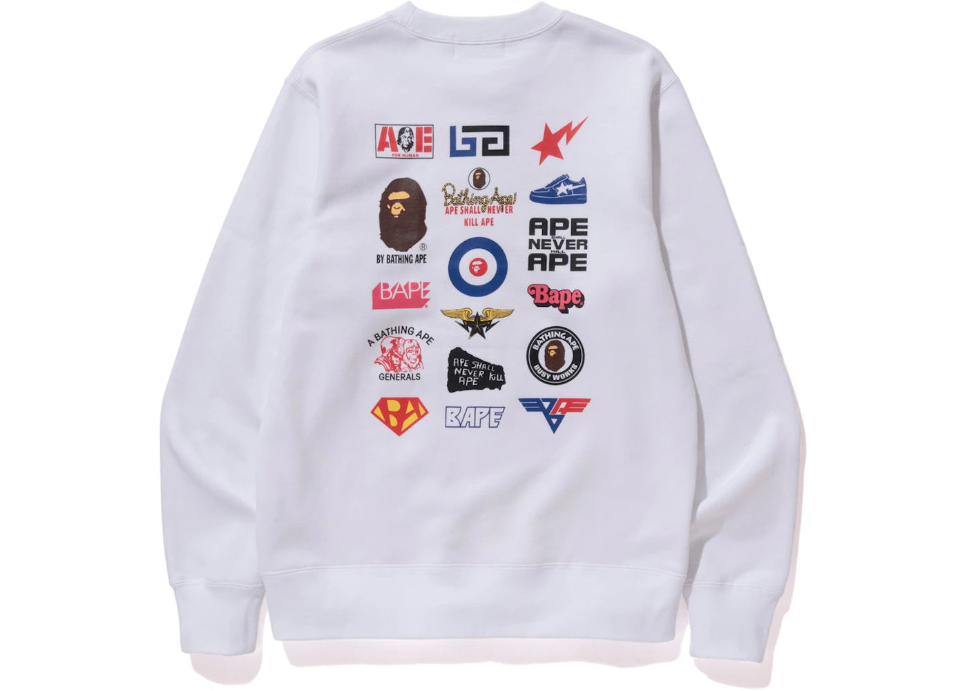 BAPE Multi Logo Crewneck Crewneck White