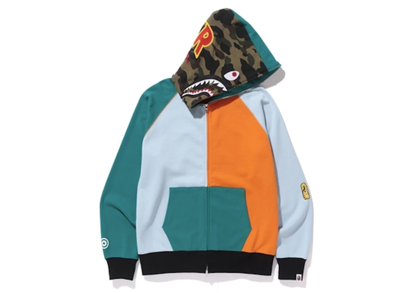 BAPE Multi Shark Full Zip Hoodie Light Blue/Orange