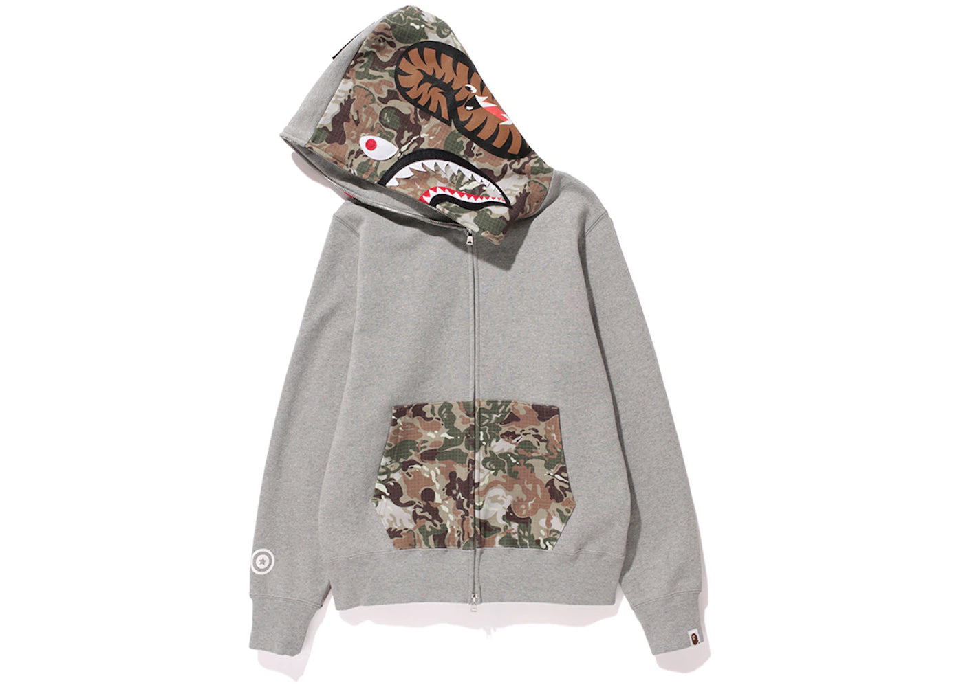 BAPE Octopus Tailor Camo NW20 Full Zip Shark Hoodie Grey/Brown