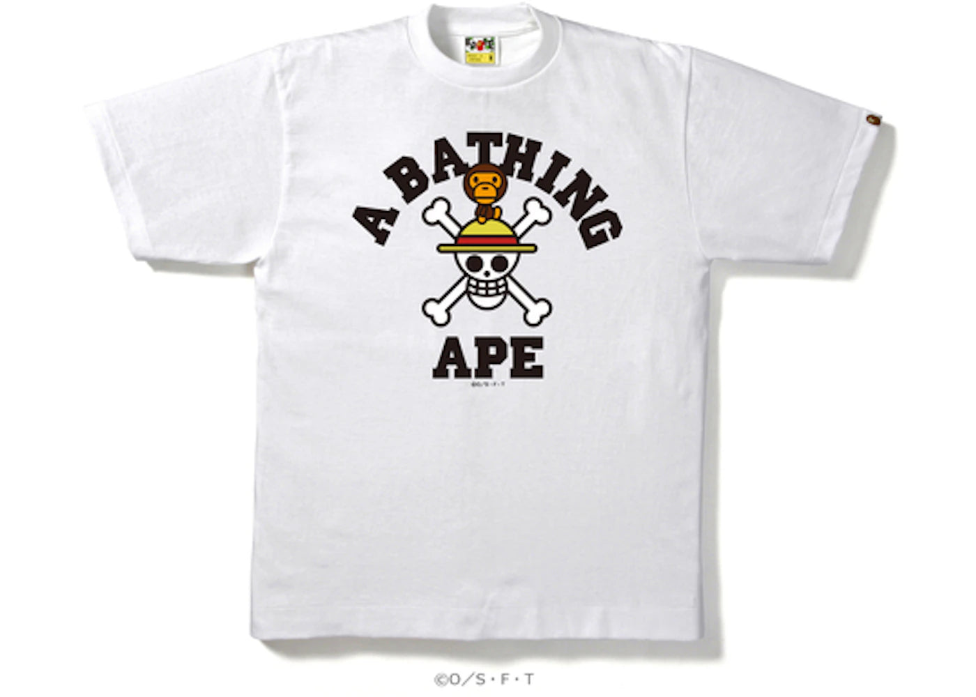 BAPE One Piecestraw Hat Jolly Roger X Milo Tee White