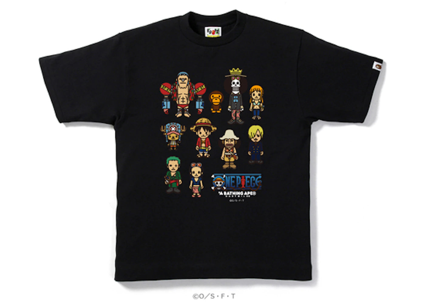 BAPE One Piece Straw Hat Pirates Tee Black