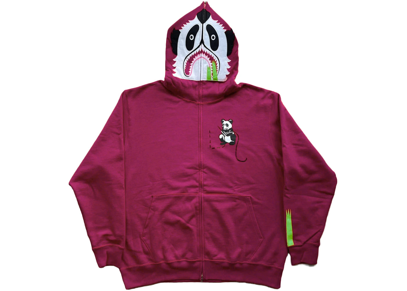 BAPE Panda Full Zip Hoodie Red Black White