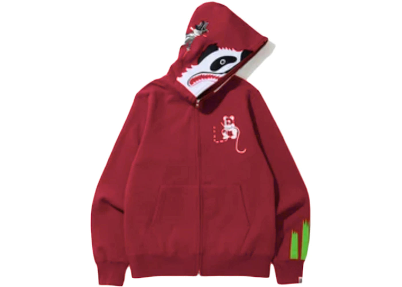 BAPE Panda Full Zip Hoodie Red White