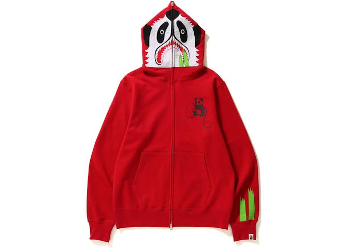 BAPE Panda Full Zip Hoodie Red Black