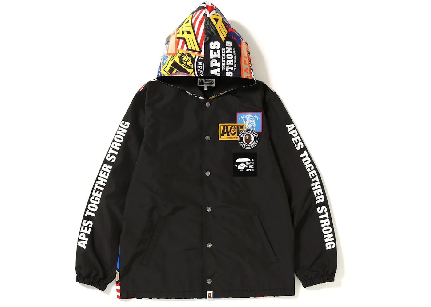 BAPE Patched Hoodie Coach Jacket Black