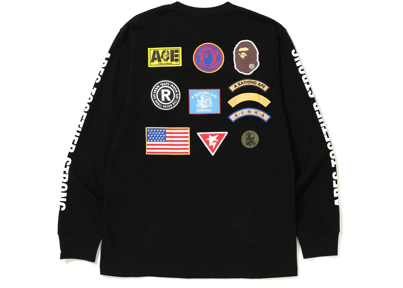 BAPE Patched Long Sleeve Tee Black