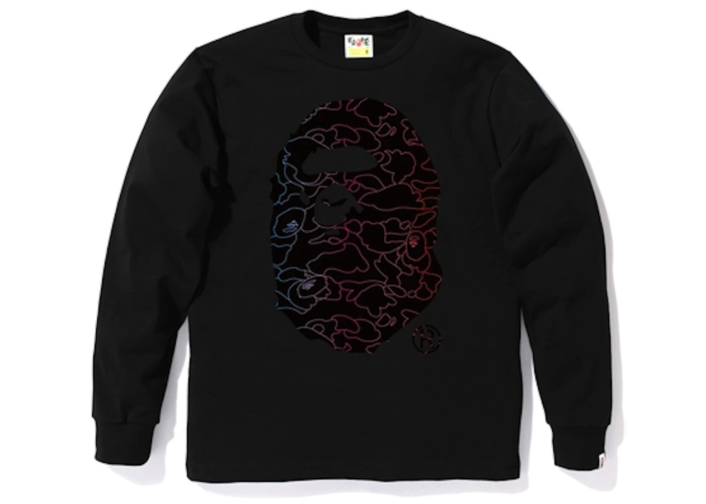 BAPE Pencil Neon Camo Ape Head L/S Tee Black