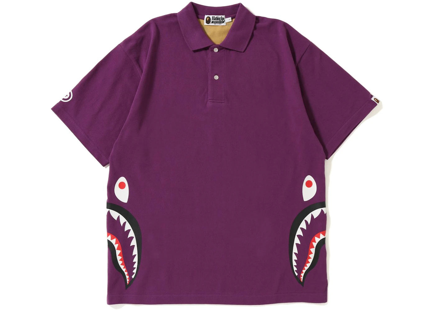 BAPE Relax Silhouette Side Shark Polo Purple/Yellow