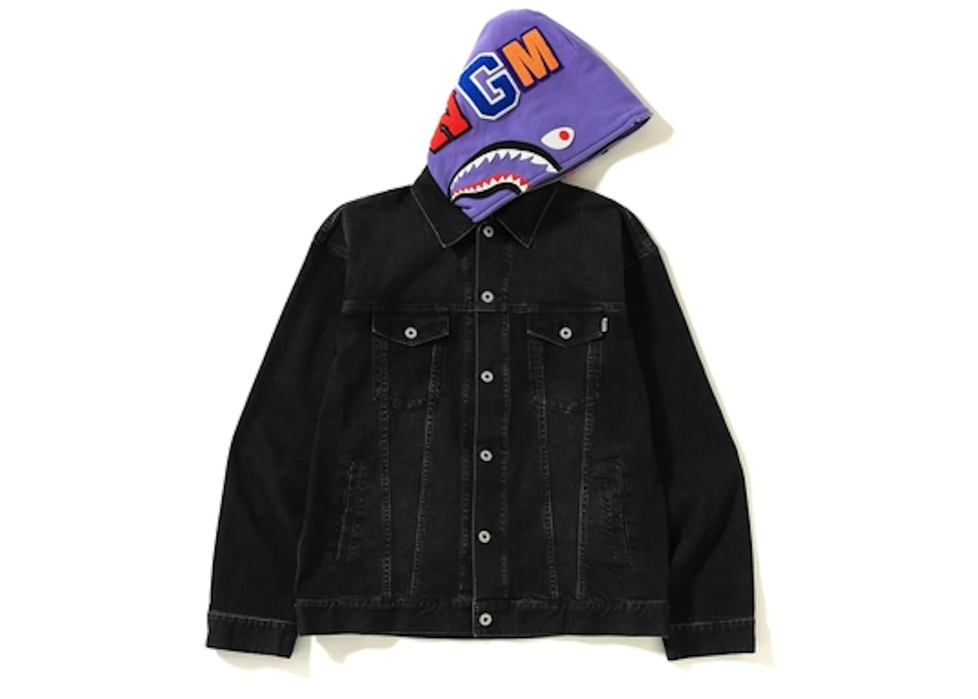 BAPE Relaxed Shark Hoodie Denim Jacket Black