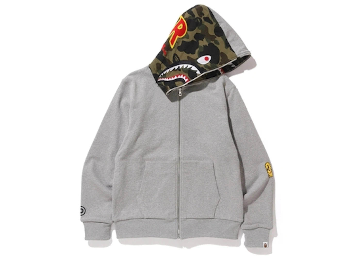 BAPE Reversible Shark Full Zip Hoodie Gray/Green Camo