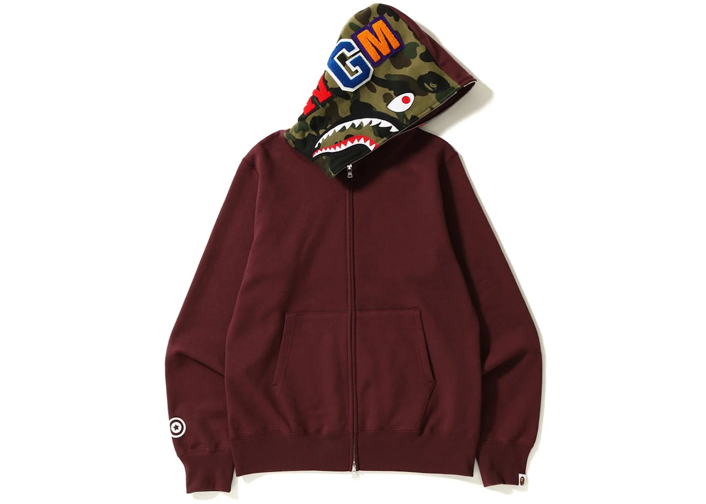 BAPE Shark Full Zip Hoodie Burgundy
