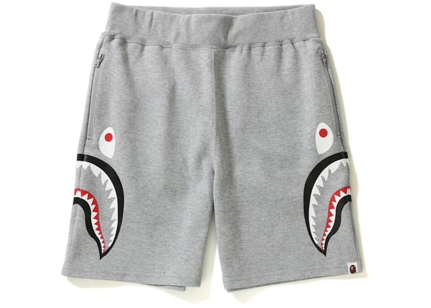 BAPE Side Shark Double Knit Sweat Shorts Gray