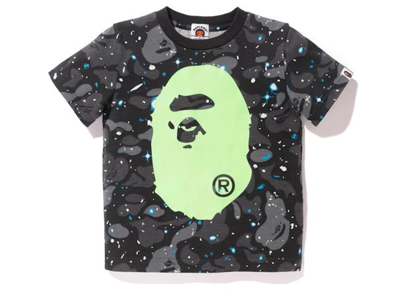 BAPE Space Camo Giow in the Dark Ape Head Tee Tee (Kids) Black