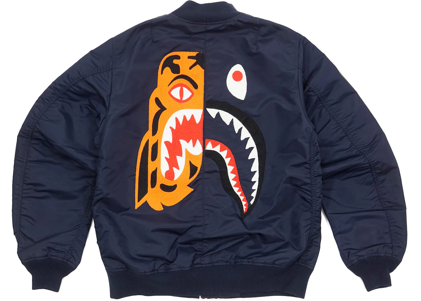 BAPE Split Tiger Shark MA1 Bomber Jacket Navy