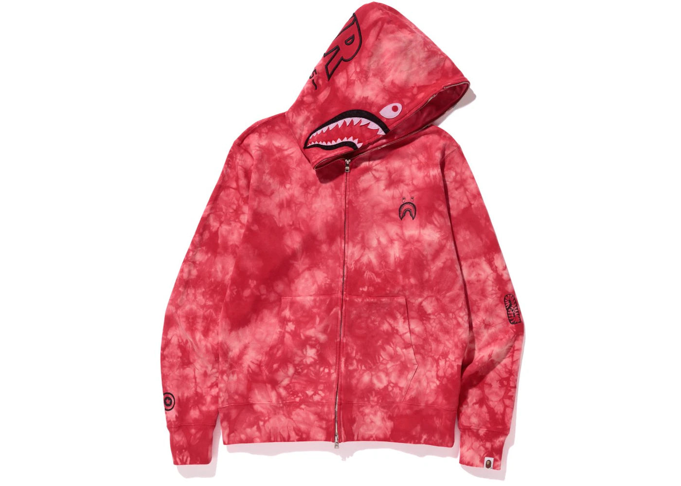 BAPE Tie Dye Shark Wide Full Zip  Hoodie Red