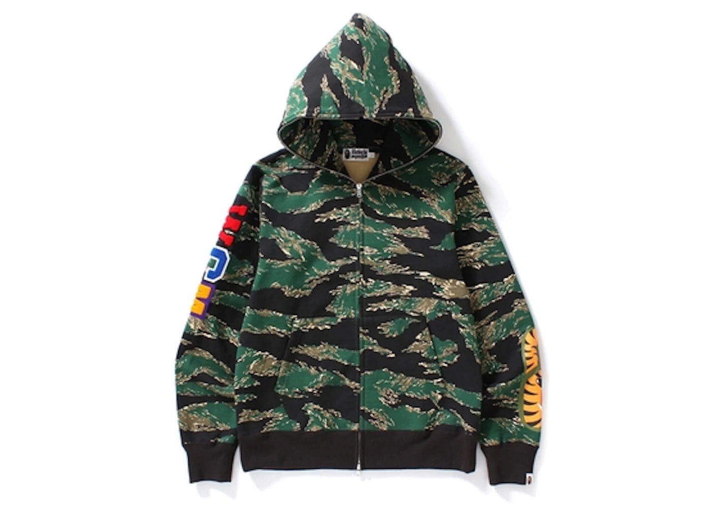 BAPE Tiger Camo Embroidery Shark Full Zip Hoodie Green