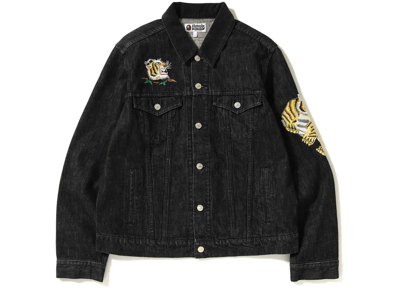 BAPE Tiger Embrodery Wide Denim Jacket Black