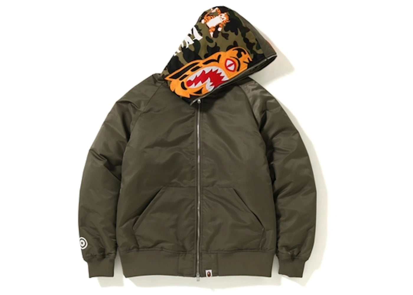 BAPE Tiger Hoodie Down Jacket Olive