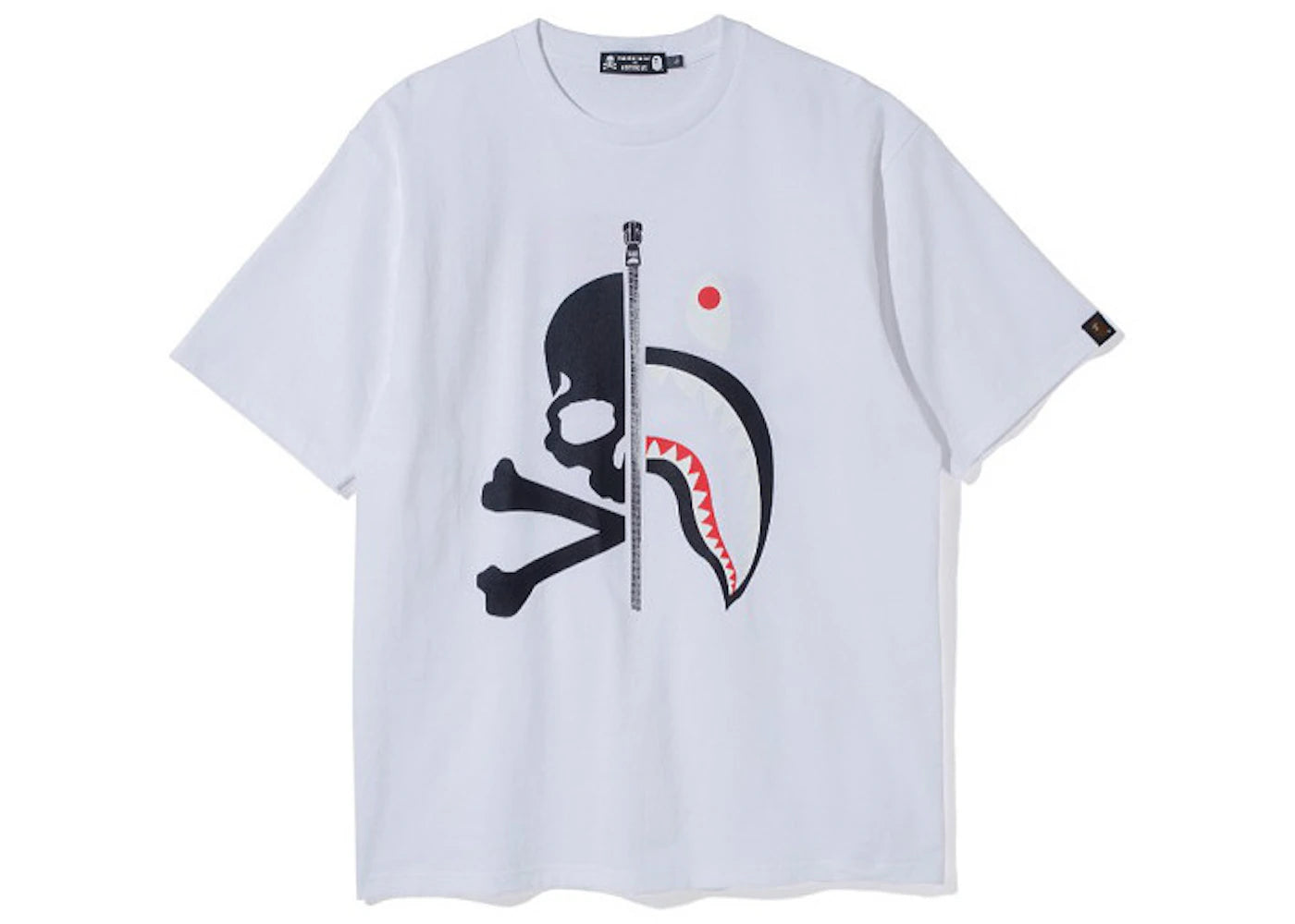 BAPE Vs Mastermind Half Skull Half Shark Double Sided Tee White