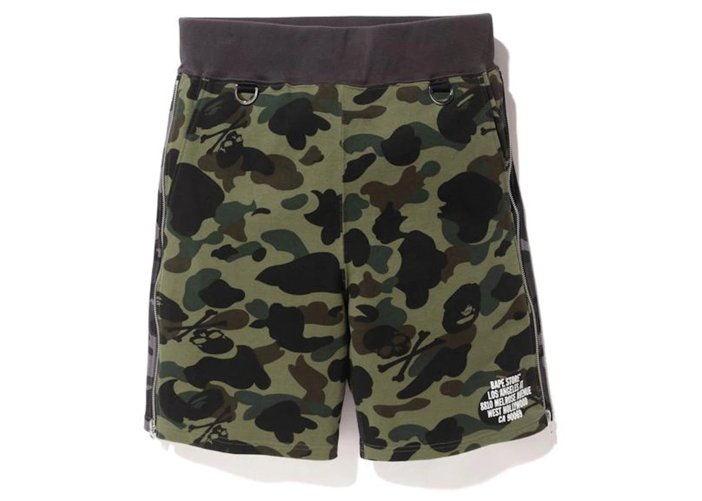 BAPE Vs Mastermind Skull Shark Split Camo Sweatshorts Green/Black