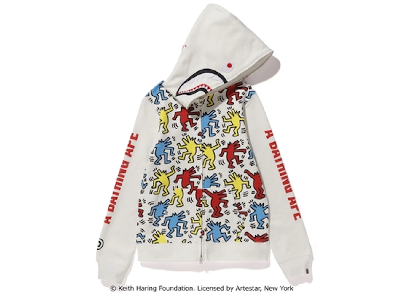 BAPE X Keith Haring Shark Full Zip Hoodie 2 (Ladies) White