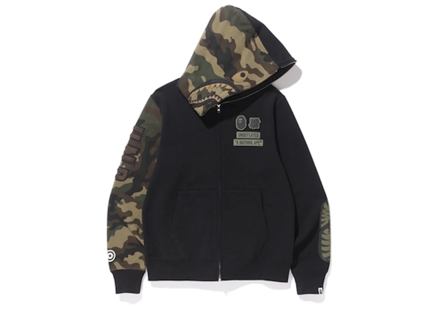 BAPE X Undwoodland Camo Shark Hoodie Black