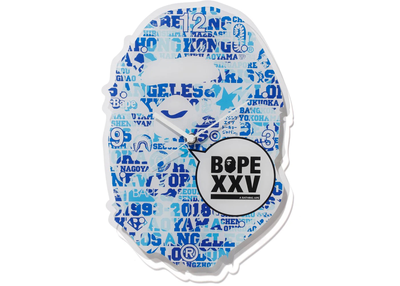 BAPE XXV Ape Head Clock Blue