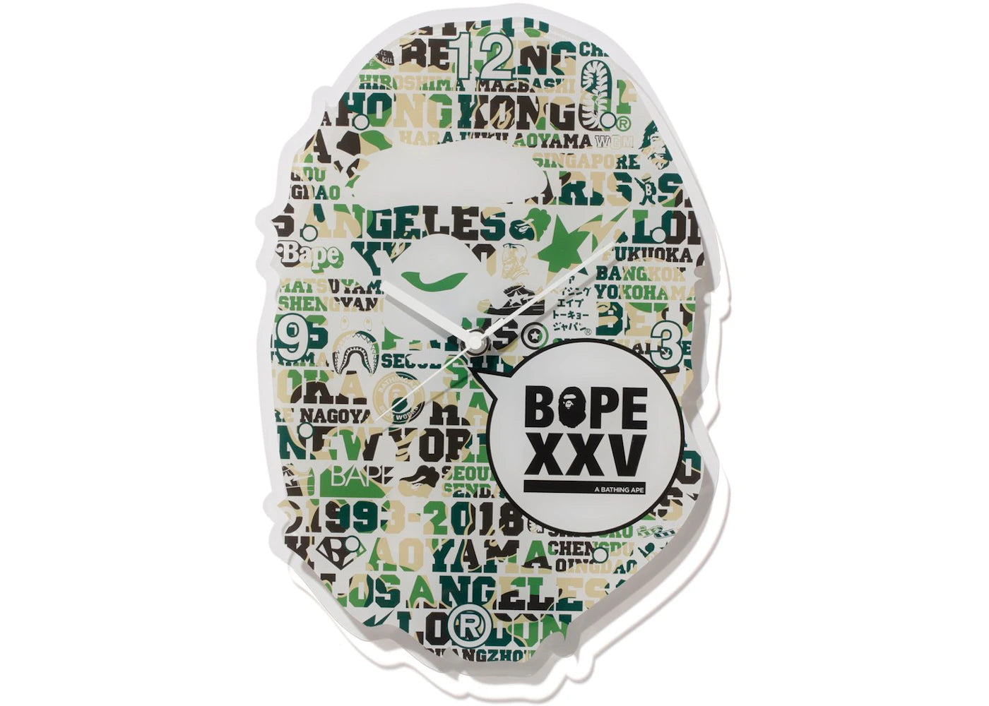 BAPE XXV Ape Head Clock Green