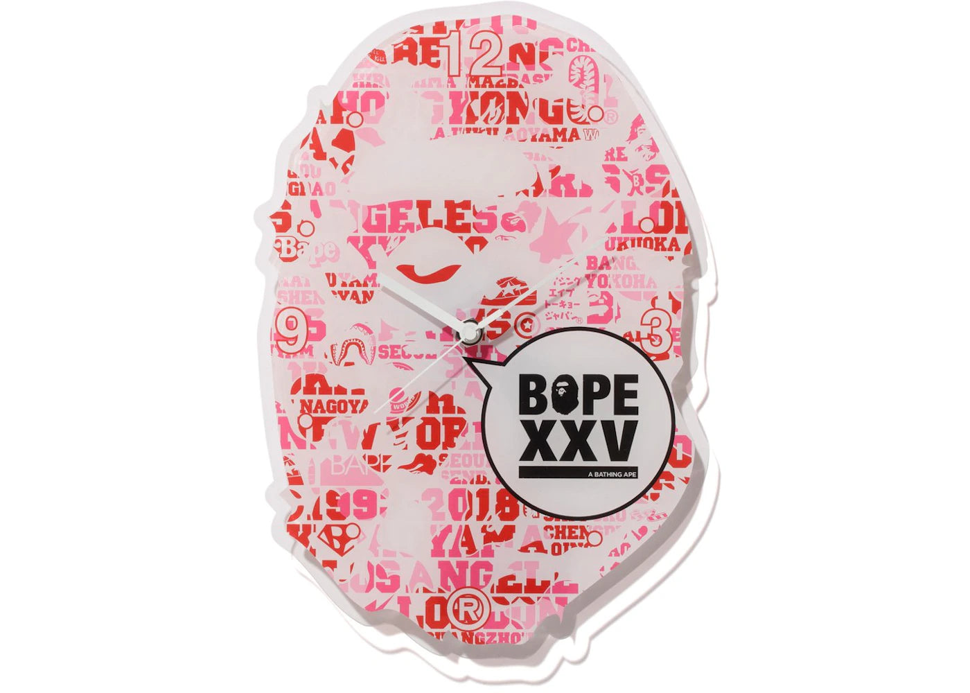 BAPE XXV Ape Head Clock Pink