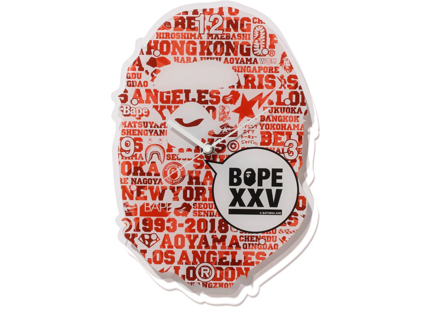 BAPE XXV Ape Head Clock Red