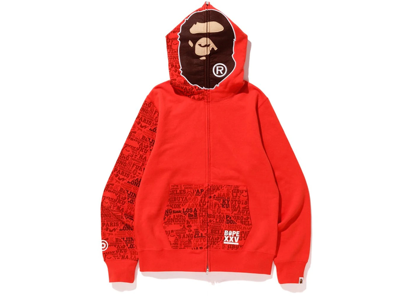 BAPE XXV Cities Camo 2nd Ape Full Zip Hoodie Red