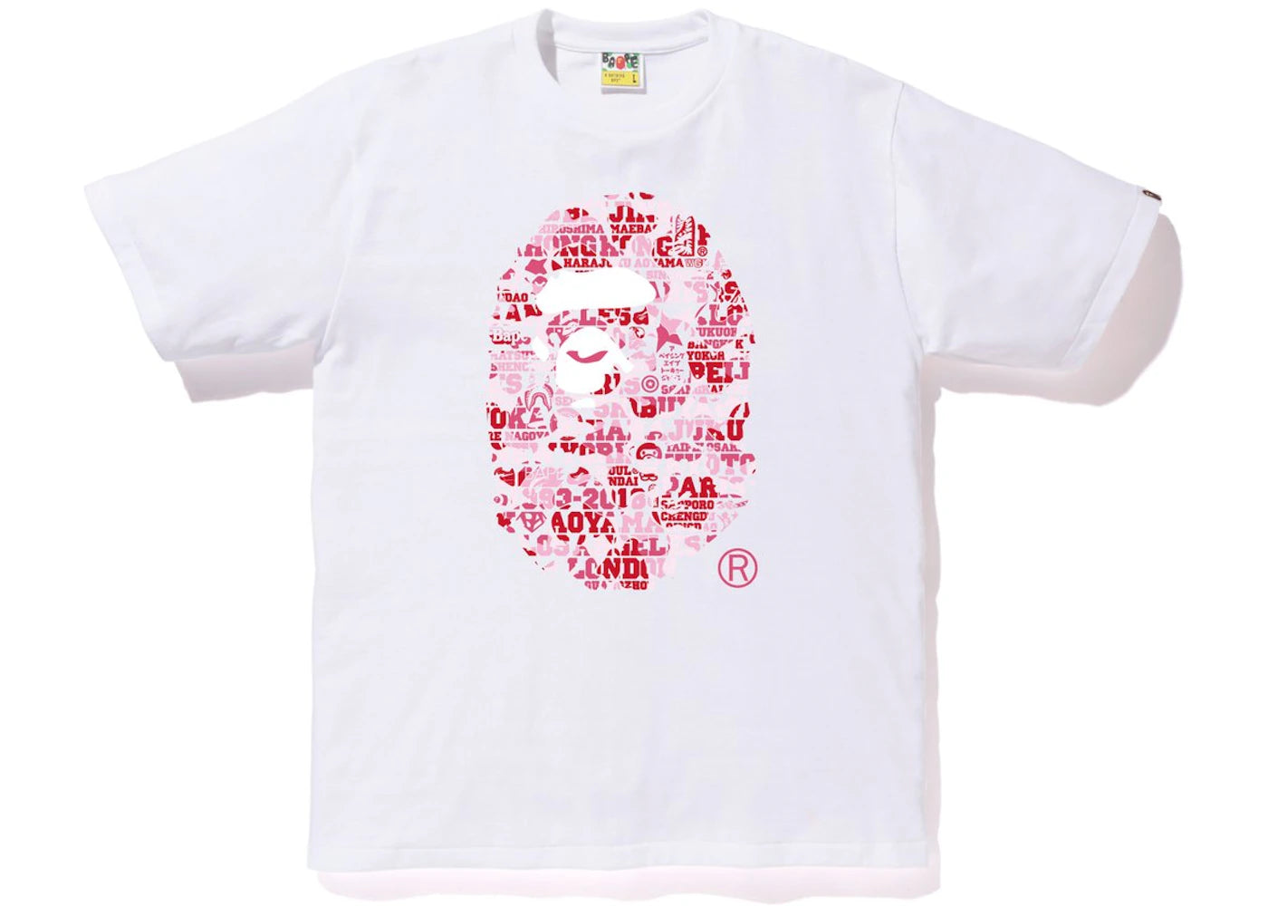 BAPE XXV Cities Camo Ape Head Tee White/Pink