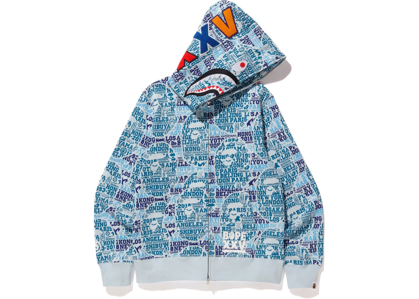 BAPE XXV Cities Camo Shark Full Zip Hoodie Blue