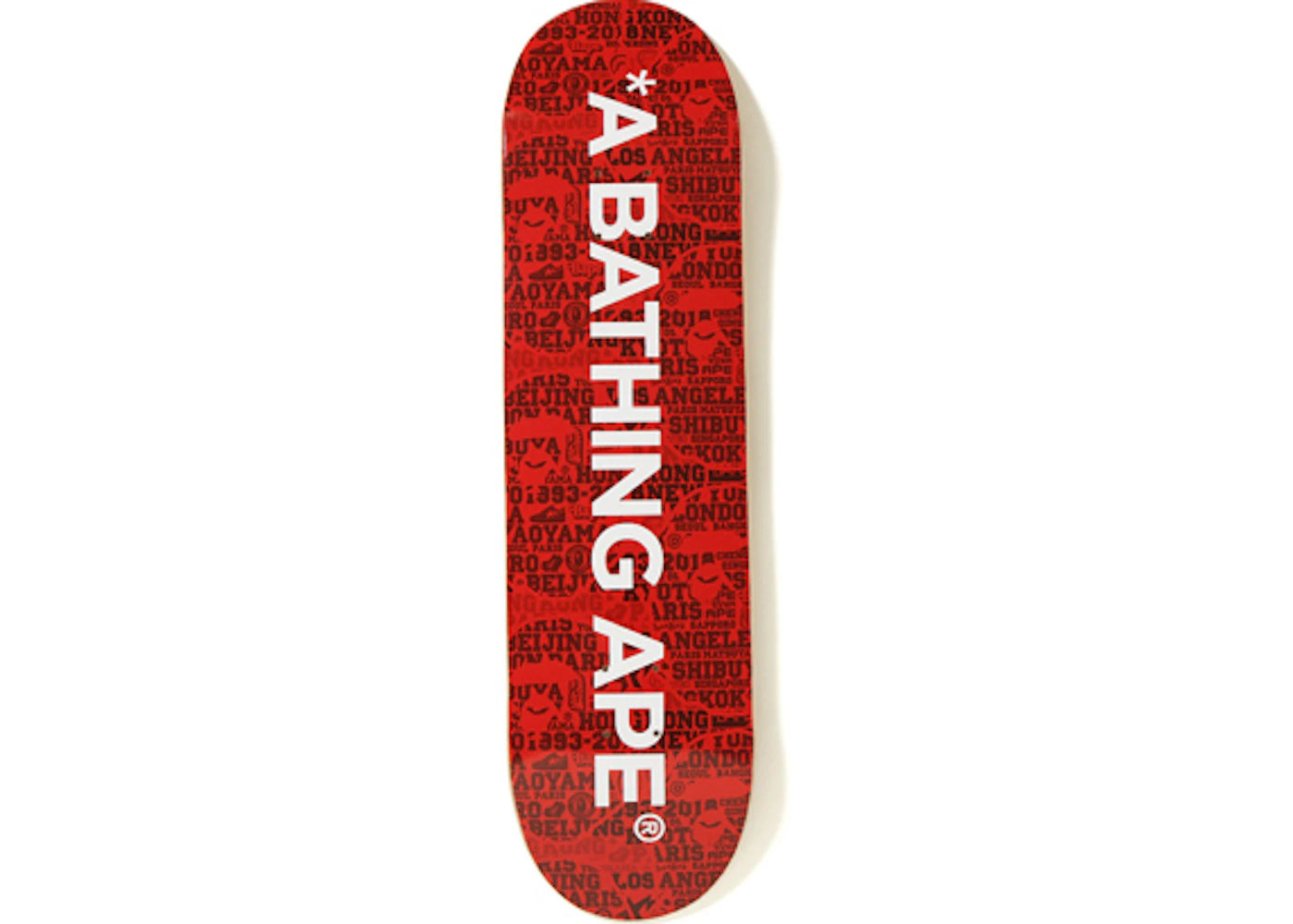 BAPE XXV Cities Camo Skateboard Deck Red