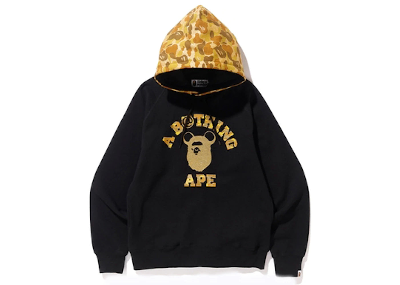 BAPE x Medicom Toy Ape Head Bear College Pullover Hoodie Black/Gold