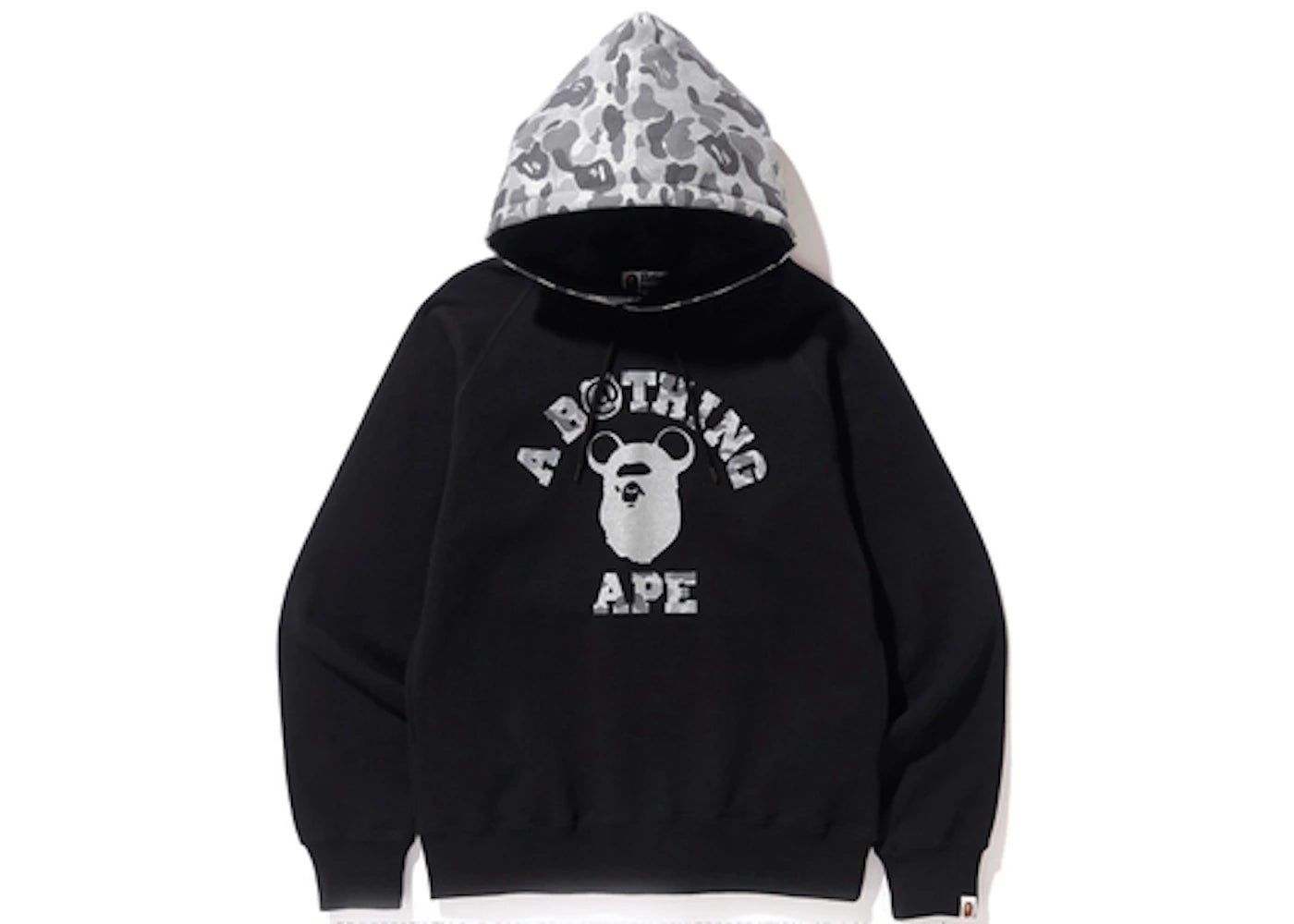 BAPE x Medicom Toy Ape Head Bear College Pullover Hoodie Black/Silver