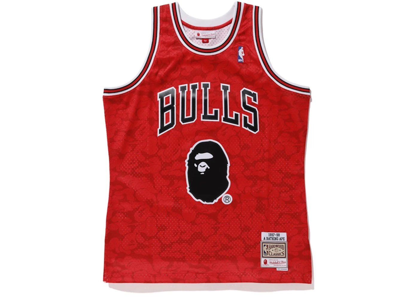 BAPE x Mitchell & Ness Bulls ABC Basketball Swingman Jersey Red