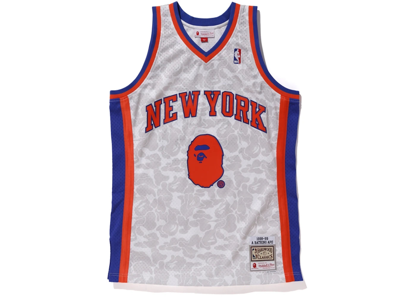 BAPE x Mitchell & Ness Knicks ABC Basketball Swingman Jersey White
