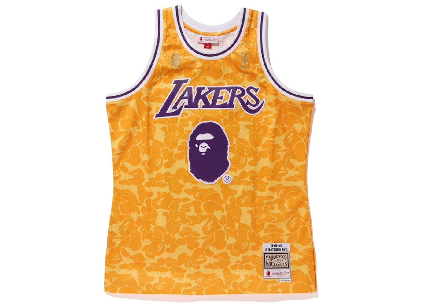 BAPE x Mitchell & Ness Lakers ABC Basketball Swingman Jersey Yellow