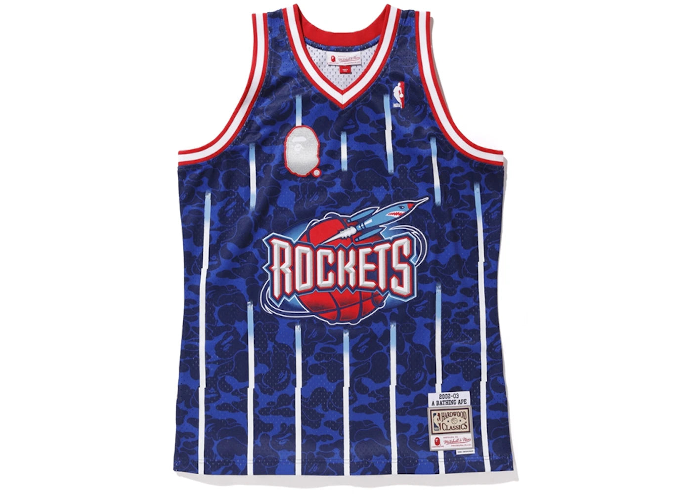 BAPE x Mitchell & Ness Rockets ABC Basketball Swingman Jersey Navy