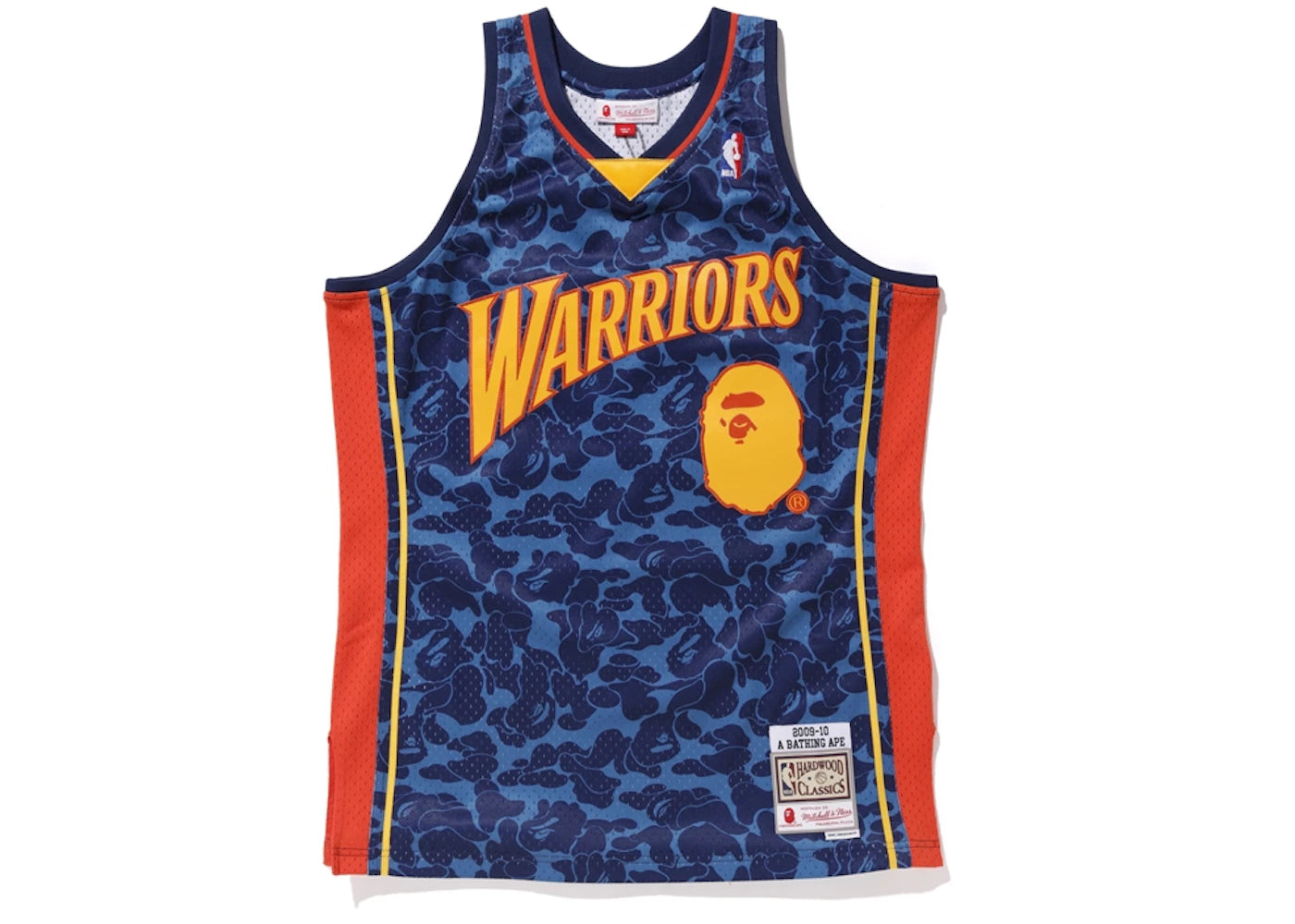 BAPE x Mitchell & Ness Warriors ABC Basketball Swingman Jersey Navy