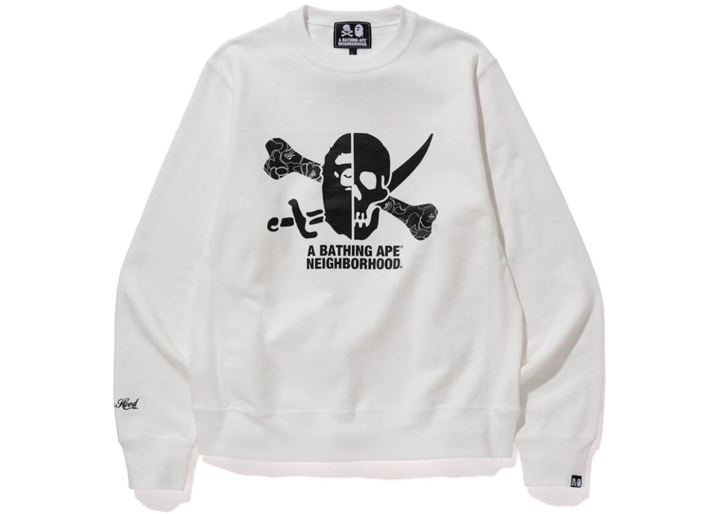 BAPE x Neighborhood Ape & Skull Crewneck White